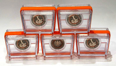 GERMANIA 2018 -5x5 euro CuNi25 / orange polymer&amp;bdquo; Zona subtropicală&amp;rdquo; Proof foto