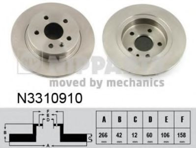 Disc frana CHEVROLET CRUZE Hatchback (J305) (2011 - 2016) NIPPARTS N3310910 foto