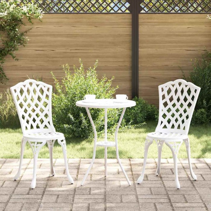 Set Bistro de Grădină 3 pcs Alb Aluminiu