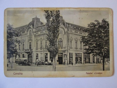 Rara! Corabia(Olt)-Palatul Cosma,restaurant,stație autobuz,carte postala 1936 foto
