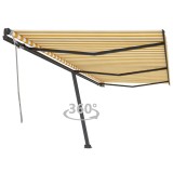 VidaXL Copertină autonomă retractabilă manual, galben/alb, 600x350 cm