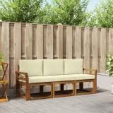 vidaXL Set de canapele de exterior cu pernă 3 pcs Natural și Crem 3365938