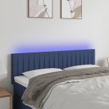 Cumpara ieftin Tăblie de pat cu LED, albastru, 144x5x78/88 cm, textil