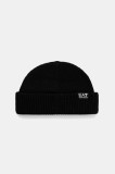 EA7 Emporio Armani pălărie din amestec de l&acirc;nă culoarea negru, AF18469.7X000313