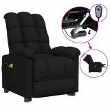 vidaXL Fotoliu de masaj rabatabil electric, negru, material textil