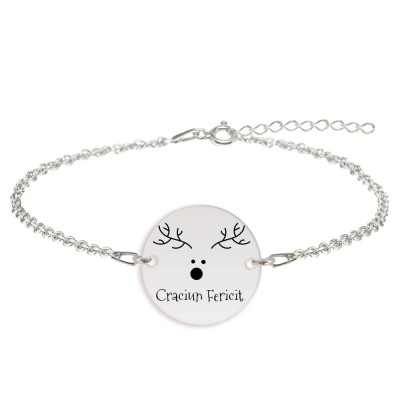 Deer - Bratara personalizata din argint 925 - Craciun Fericit foto