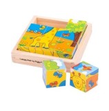 Cumpara ieftin Puzzle cubic BigJigs Toys - Safari, 9 piese