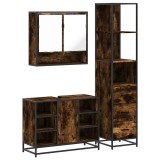 Cumpara ieftin Set de mobilier de baie din 3 piese din lemn de stejar afumat