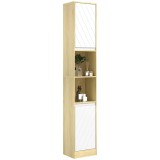 HOMCOM Dulap Baie &Icirc;nalt Spațios, Mobilier de Baie cu 2 Dulapuri și Rafturi Reglabile, 30x24x170 cm, Lemn Natural | Aosom Romania