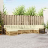 vidaXL Set de canapele de exterior cu pernă 7 pcs Alb și crem 3390855