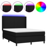 Cumpara ieftin Pat cu arcuri, saltea si LED, negru, 140x190 cm, textil