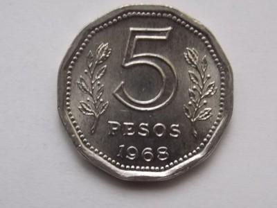 5 PESOS 1968 ARGENTINA-AUNC foto
