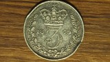Anglia / Marea Britanie - moneda argint sterling 925 - 3 pence threepence 1879 - Victoria tanara - detalii ascutite !, Europa