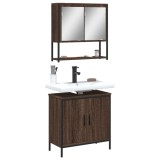 Set mobilier de baie, 2 piese, stejar maro, lemn prelucrat