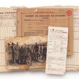 Grand Prix-ul Bucureștilor din anul 1937, Constantin Cantacuzino (B&acirc;zu) fotografie de epocă + carnet de vamă pentru motocicletă