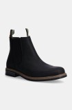 Barbour cizme chelsea din nubuc Farsley culoarea negru, MFO0244BK11