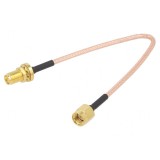 Cablu 50&Omega; 0,15m RP-SMA mamă - SMA mufă ecranat -65&divide;150&deg;C