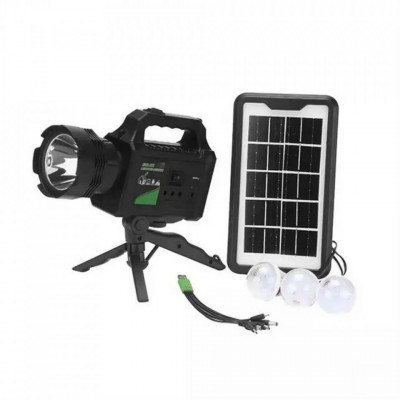 Kit panou solar lanterna cu trepied si 3 becuri GD-P50 drumetii, camping, foto