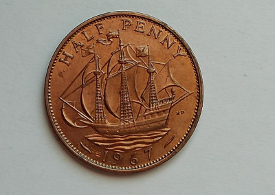 M3 C50 - Moneda foarte veche - Anglia - Half penny - 1967 foto