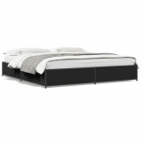 VidaXL Cadru de pat, negru, 200x200 cm, lemn prelucrat și metal