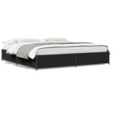 Cumpara ieftin Cadru de pat, negru, 160x200 cm, lemn prelucrat si metal