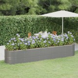 vidaXL Strat &icirc;nălțat grădină gri 368x80x68cm oțel vopsit electrostatic