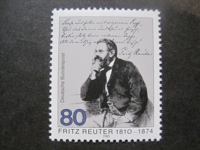 GERMANIA 1985 FRITZ REUTER , PERSONALITATI TIMBRU NESTAMPILATE foto