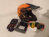 Cumpara ieftin Set casca enduro+Ochelari+Manusi+Cagula marimea S(55-56 cm)