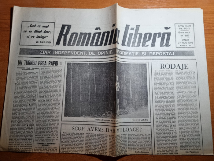 romania libera 27 iulie 1990-articol viata de noapte in mamaia,marian munteanu