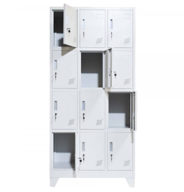 Vestiar metalic valori Premium cu picioare si 12 compartimente, 1000x500x1920 mm (LxlxH), PLUS