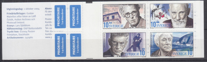 SUEDIA 1995 PREMIUL NOBEL IN LITERATURA SERIE IN CARNET MNH