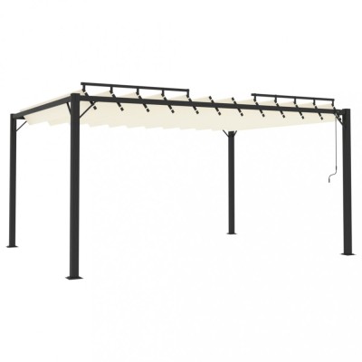 Pavilion cu acoperis jaluzea, crem, 3x4 m, tesatura/aluminiu foto