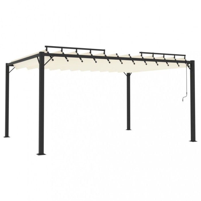 Pavilion cu acoperis jaluzea, crem, 3x4 m, tesatura/aluminiu