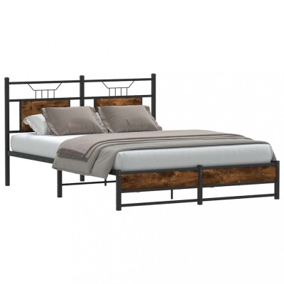 vidaXL Cadru pat fără saltea stejar fumuriu 150x200 cm lemn prelucrat 4106910 foto