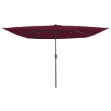 vidaXL Umbrelă de Grădină Pătrată cu LED-uri 295x245 cm Roșu Bordeaux