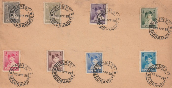 1928 Romania - Carton filatelic cu seria Mihai I copil (format mare)
