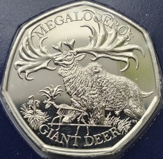 50 pence 2024 Marea Britanie, Giant Deer, Brilliant unc, Coincard