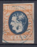 ROMANIA 1869 LP 28 REGELE CAROL I CU FAVORITI 25 BANI STAMPILAT
