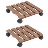 Suporturi de plante cu role, 2 buc., maro, 30x30x7,5 cm, WPC GartenMobel Dekor, vidaXL