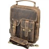 Geanta de Umar Barbati Hunter Legacy, Piele Naturala de Vanat, HandMade, 25x28x7 cm, Maro, Negru