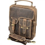 Geanta de Umar Barbati Hunter Legacy, Piele Naturala de Vanat, HandMade, 25x28x7 cm, Maro