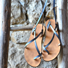 Sandale Dama Model Traveller Piele Naturala Albastre - Curele Complet Ajustabile