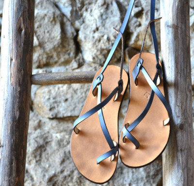 Sandale Dama Model Traveller Piele Naturala Albastre - Curele Complet Ajustabile foto