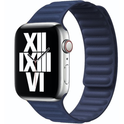 Curea leather link piele albastru baltic pentru Apple Watch 42/44/45 mm, marime universala, seriile 1,2,3,4,5,6,7,8 foto