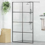 vidaXL Paravan de duș walk-in negru 115x195 cm sticlă ESG transparentă 151036