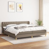 VidaXL Pat box spring cu saltea, gri taupe, 200x200 cm, textil