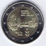 Moneda 2 Euro Comemorativă Malta 2020 Templul Skorba UNC, Nouă Necirculată
