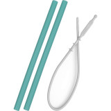 Minikoioi Straw with Cleaning Brush pai din silicon cu pensula Green 2 buc
