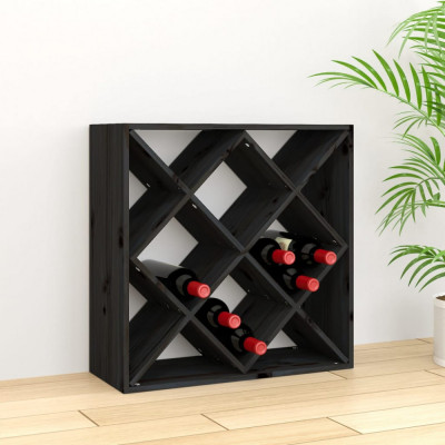 vidaXL Dulap de vinuri, negru, 62x25x62 cm, lemn masiv de pin foto
