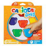 Cumpara ieftin Set 6 Creioane Cerate Teddy CARIOCA, Model Ursulet si Grip pentru Manipulare Usoara, 6 Culori Diferite, Creioane Cerate Copii, Creioane Cerate Bebelus